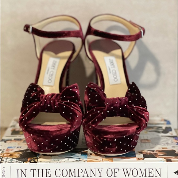 Jimmy Choo Shoes - Jimmy Choo velvet burgundy sandals